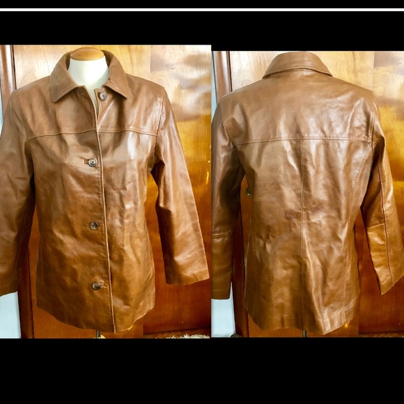 TWO TONE COLOR BLOCK LEATHER COAT - Picture 2 of 8